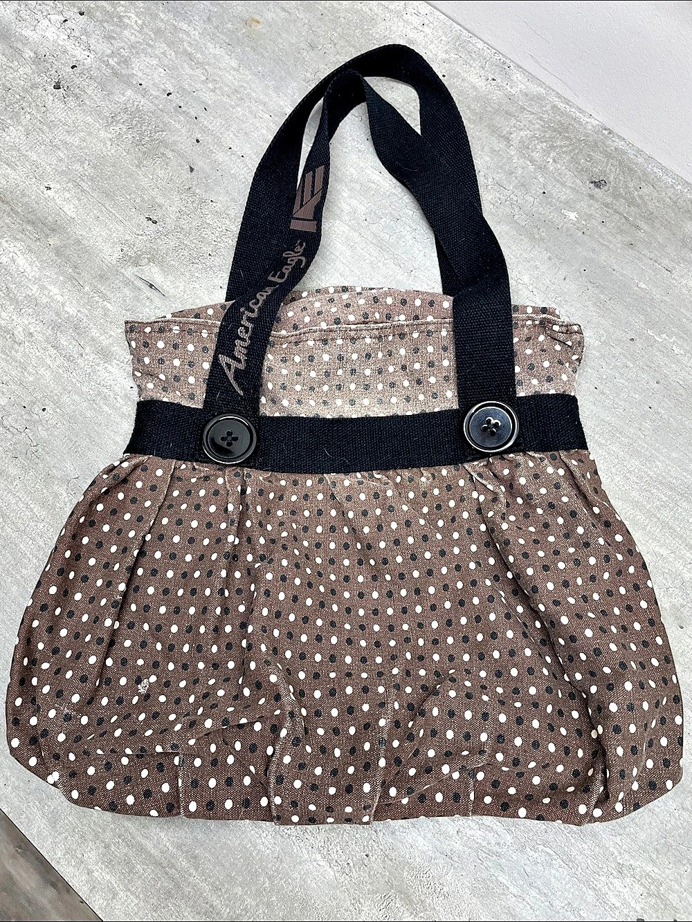 American Eagle Polka Dot Tote in Brown & Black